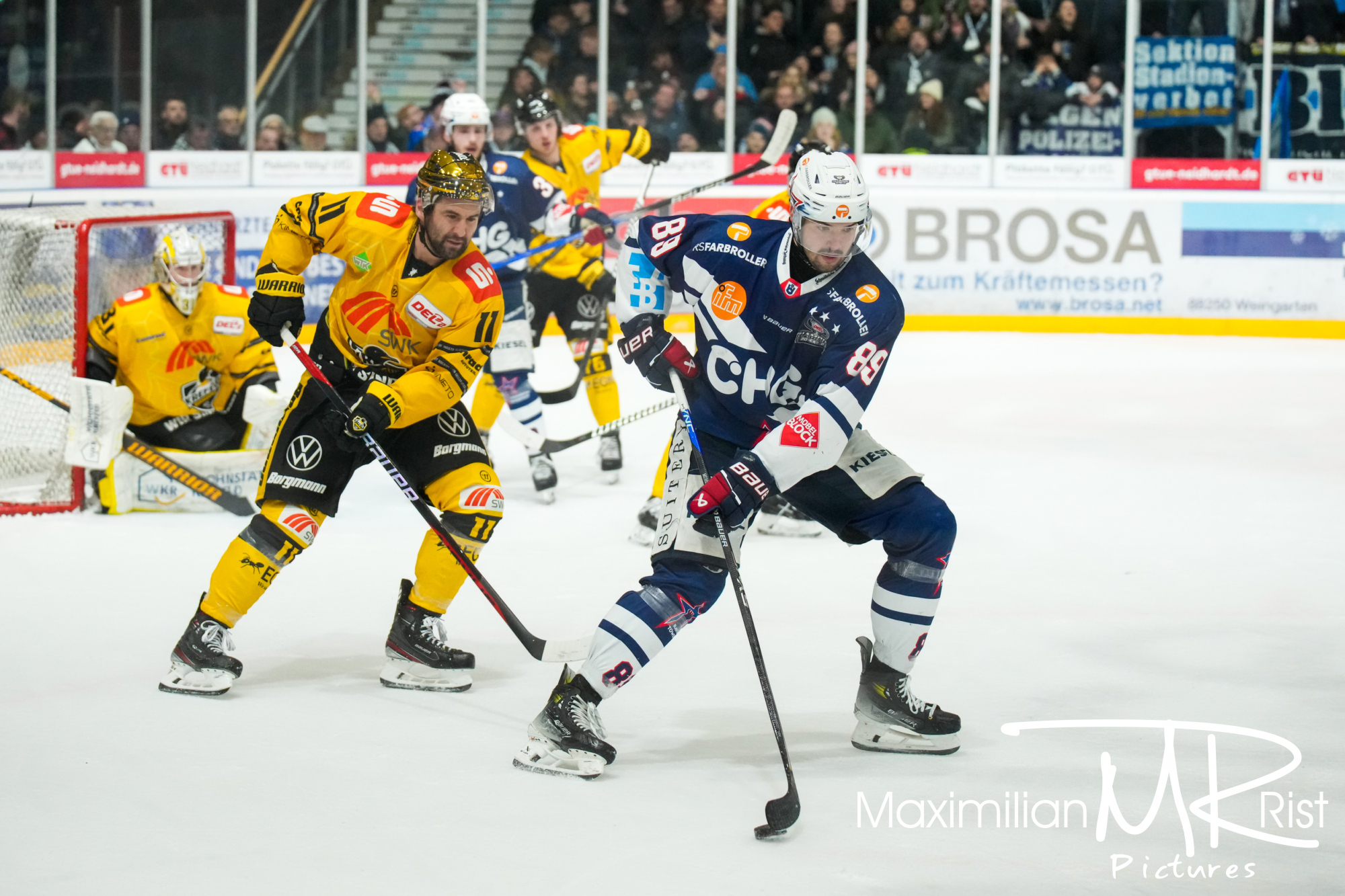 GER, Ravensburg Towerstars vs. Krefeld Pinguine, Eishockey, DEL2, 12. Spieltag, Spielzeit 2024/2024,  08.12.23
